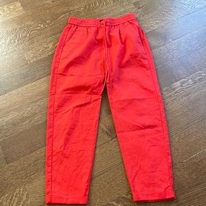 J. Crew Linen-cotton blend drawstring pant Size 0